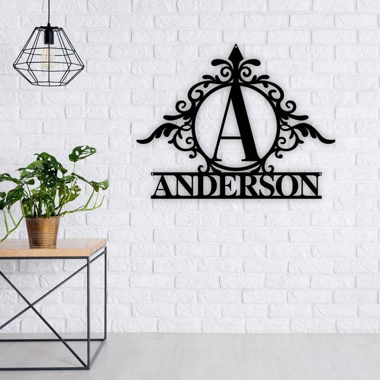 Customized Last Name Metal Sign For Housewarming - Family Door Monogram
