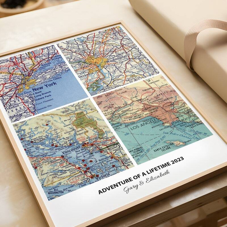 Custom Travel Map Canvas For Families - Heartfelt Travel Wall Decor