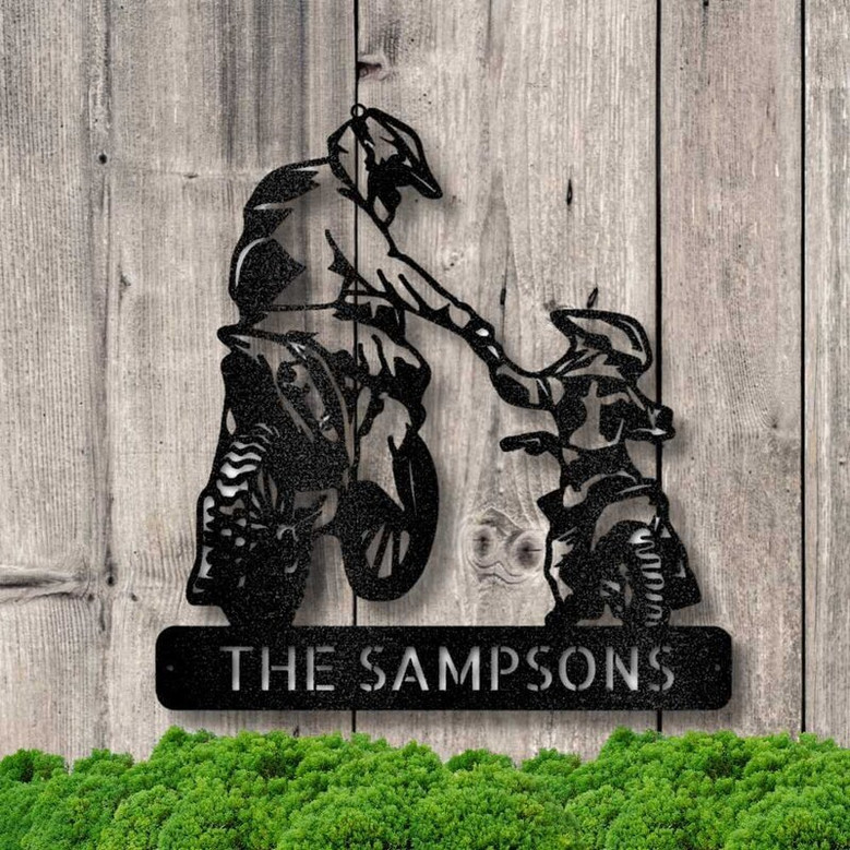 Personalized Father And Son Motocross Metal Wall Sign Custom Father’s Day Gift