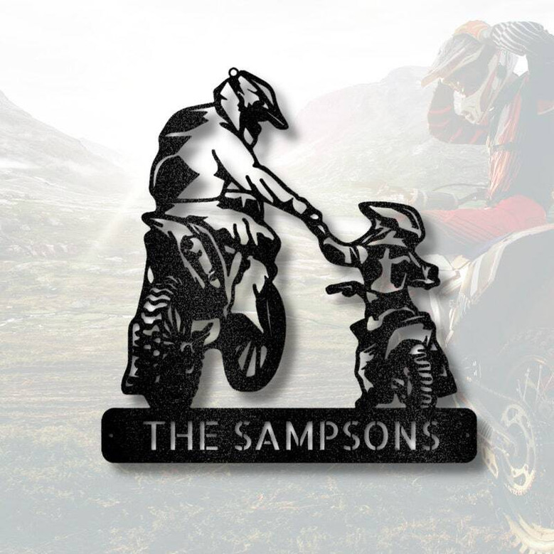 Personalized Father And Son Motocross Metal Wall Sign Custom Father’s Day Gift