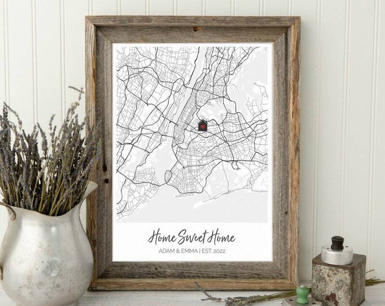Thoughtful Housewarming Canvas Gifts - Custom Home Sweet Home Map For New Homeowners