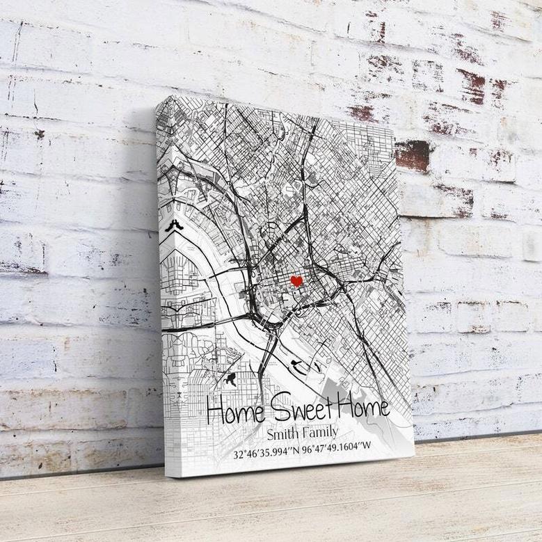 Personalized Housewarming Gift Canvas - Custom House Map Art For Couples' New Home DéCor