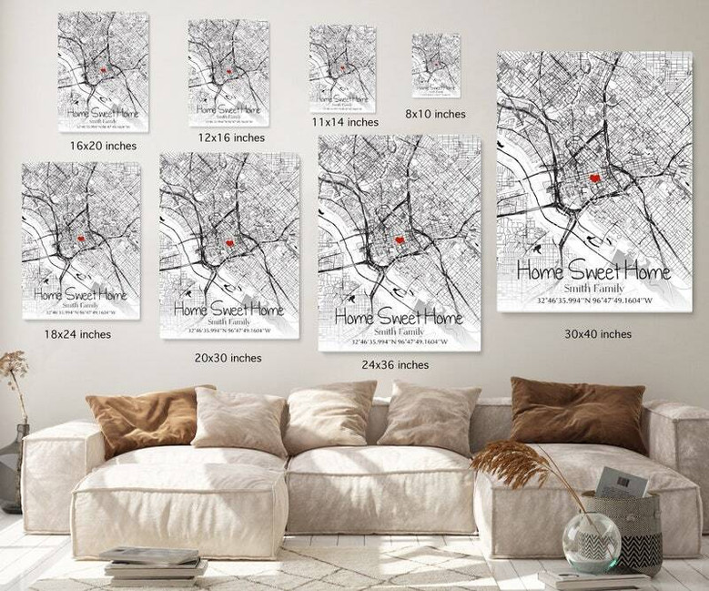 Personalized Housewarming Gift Canvas - Custom House Map Art For Couples' New Home DéCor