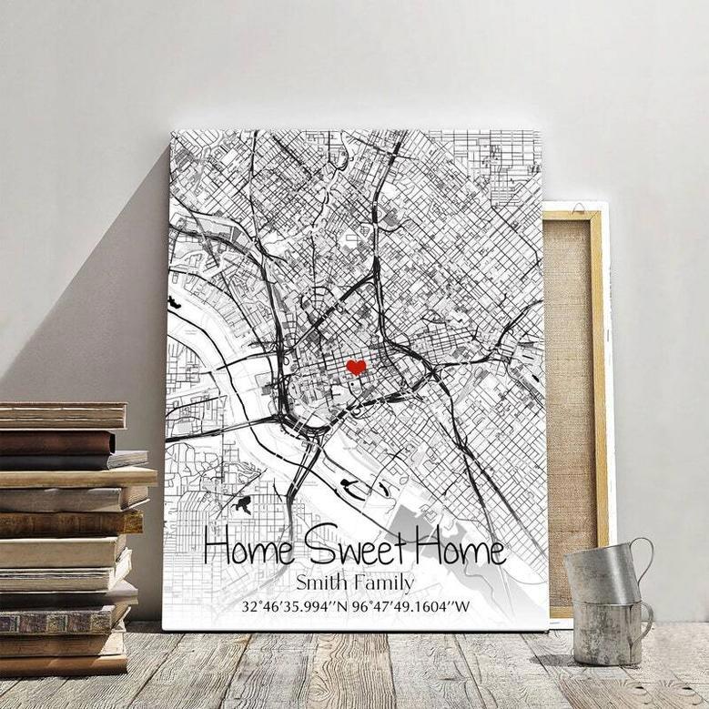 Personalized Housewarming Gift Canvas - Custom House Map Art For Couples' New Home DéCor