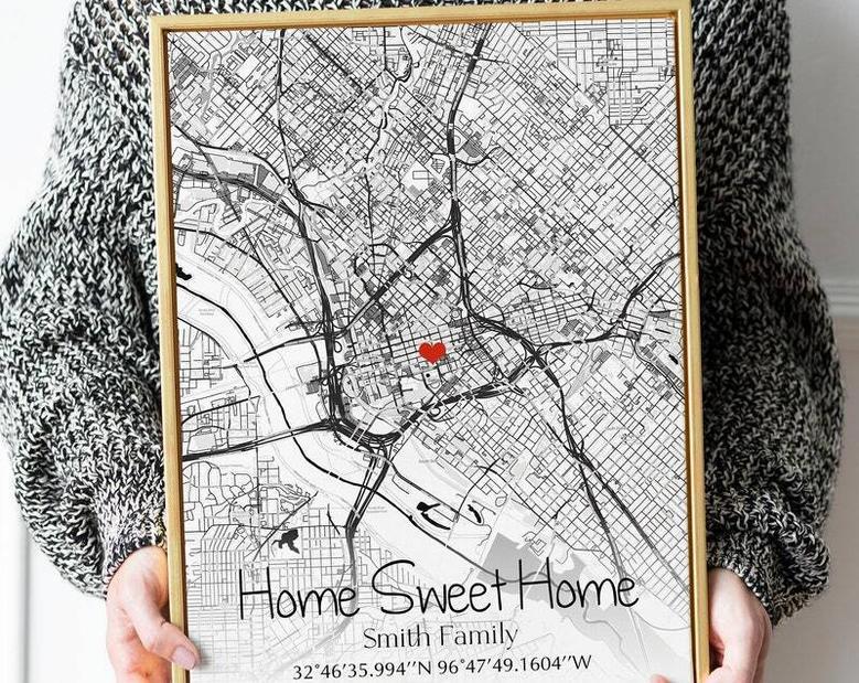 Personalized Housewarming Gift Canvas - Custom House Map Art For Couples' New Home DéCor