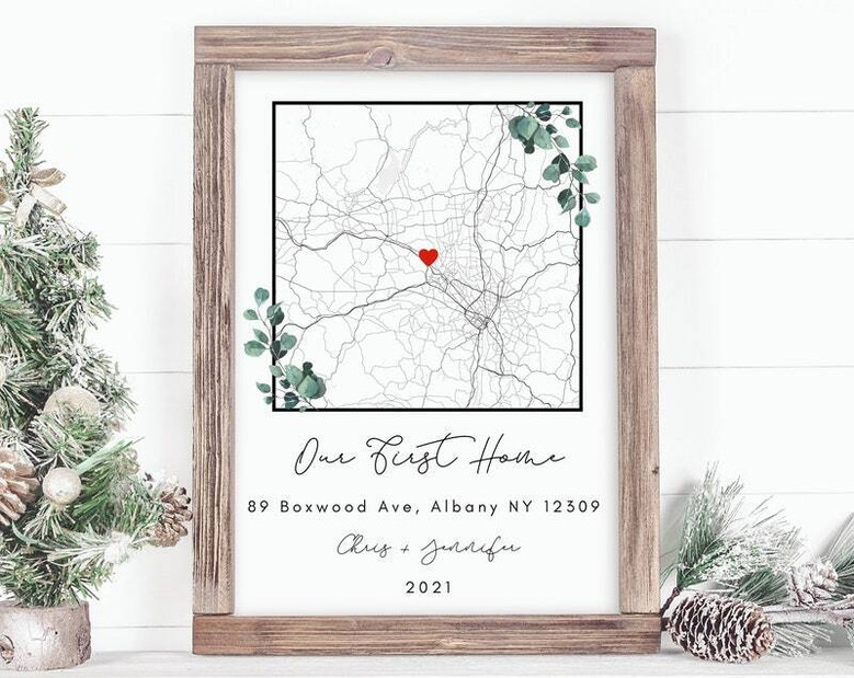 Custom Housewarming Canvas For Couples - City Map Design Gift For New Homes & Realtors