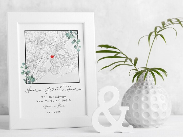 Custom Housewarming Canvas For Couples - City Map Design Gift For New Homes & Realtors