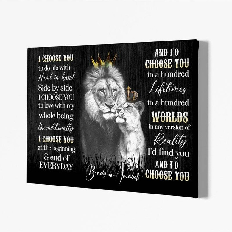 Thoughtful Personalized Lion Dad Canvas Art - Meaningful Lion Lover Gift For Living Room Decor