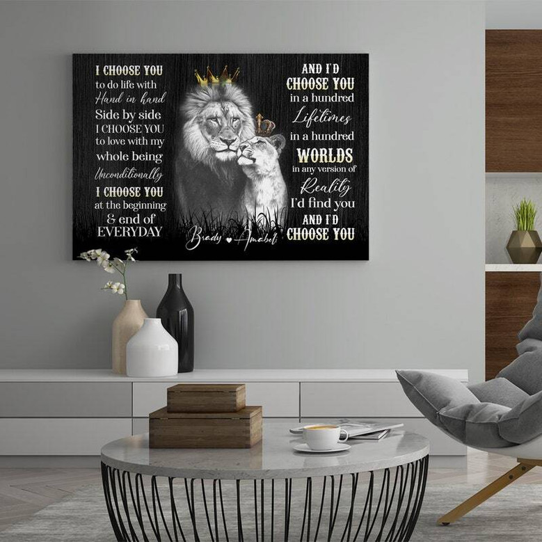 Thoughtful Personalized Lion Dad Canvas Art - Meaningful Lion Lover Gift For Living Room Decor