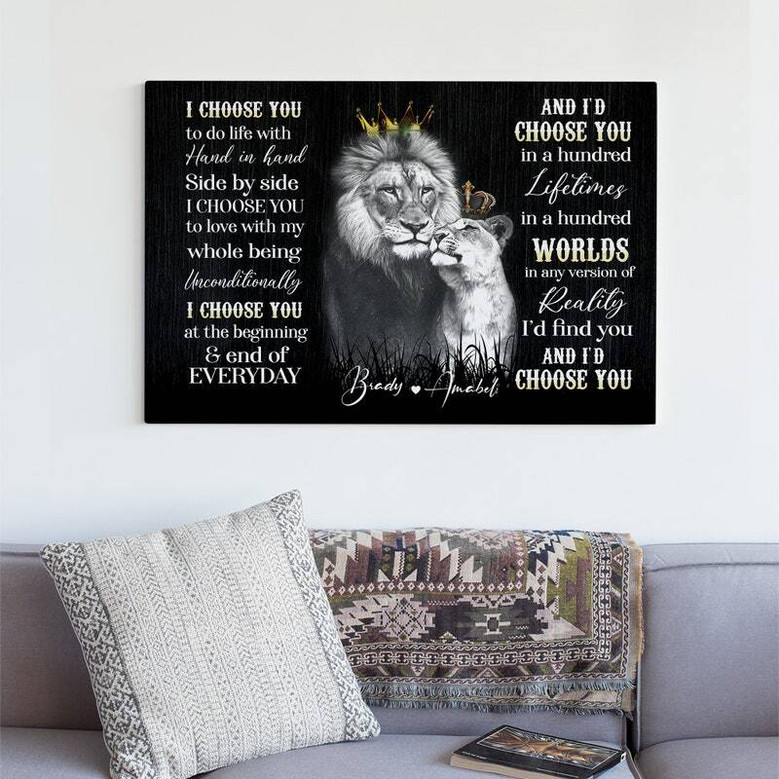 Thoughtful Personalized Lion Dad Canvas Art - Meaningful Lion Lover Gift For Living Room Decor