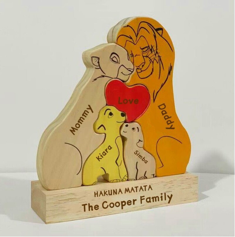 Customized Lion King Family Wood Sign - Heartfelt Parent Anniversary Home Decor Gift