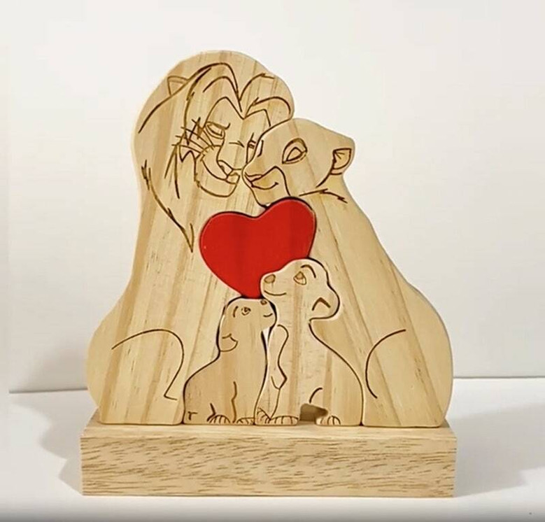 Customized Lion King Family Wood Sign - Heartfelt Parent Anniversary Home Decor Gift