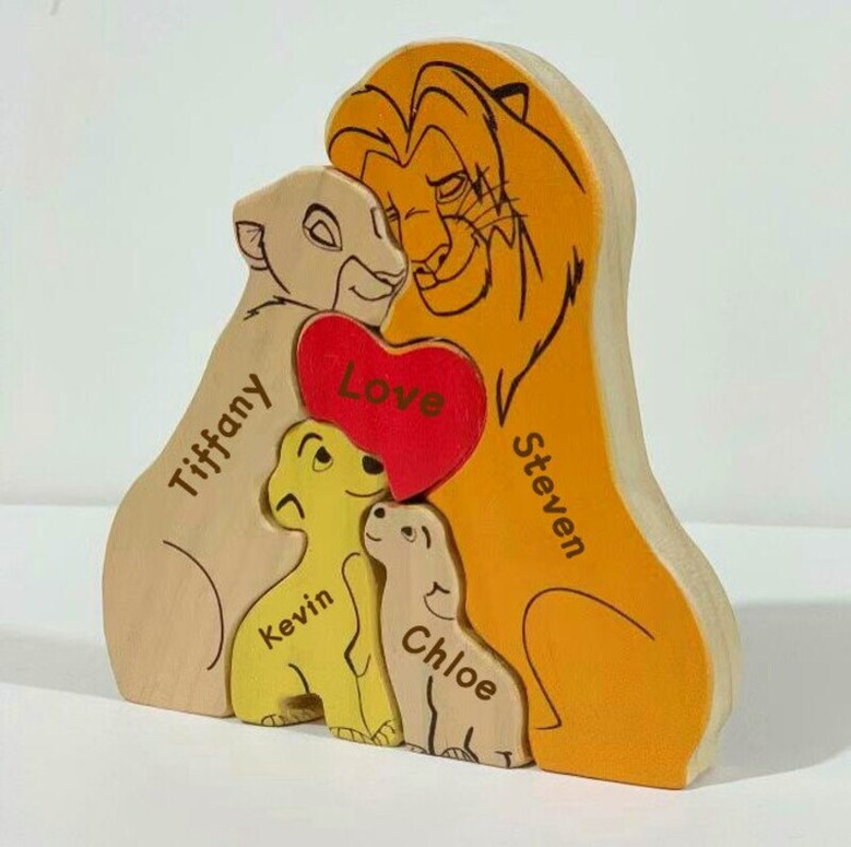 Customized Lion King Family Wood Sign - Heartfelt Parent Anniversary Home Decor Gift