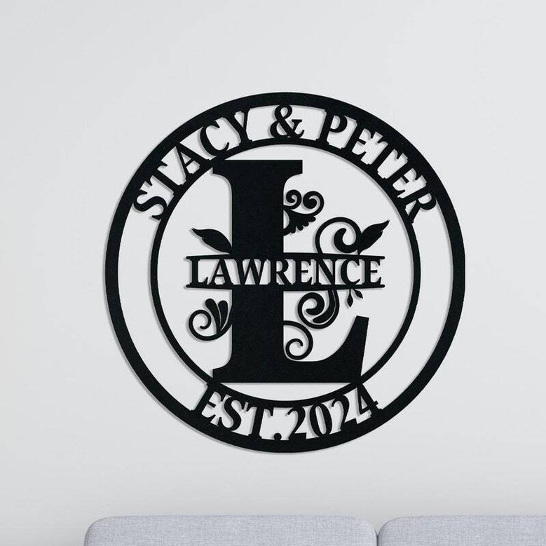 Custom Family Name Metal Door Hanger - Housewarming And Anniversary Gift For Couples