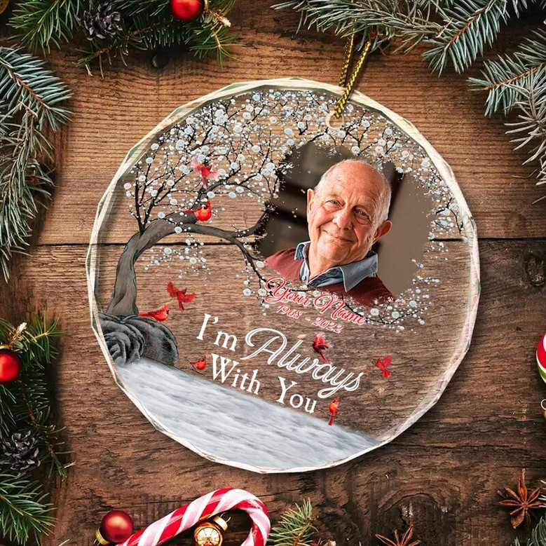 Custom Photo Memorial Ornament Sympathy Gifts For Loss Of Dad Christmas Keepsake