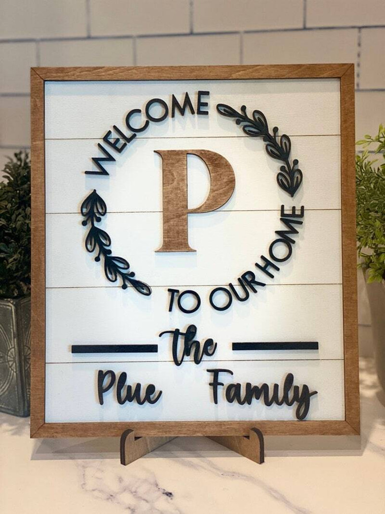 Welcome Family Sign - Thoughtful Housewarming Gift For New Homeowners, Personalized Realtor Present