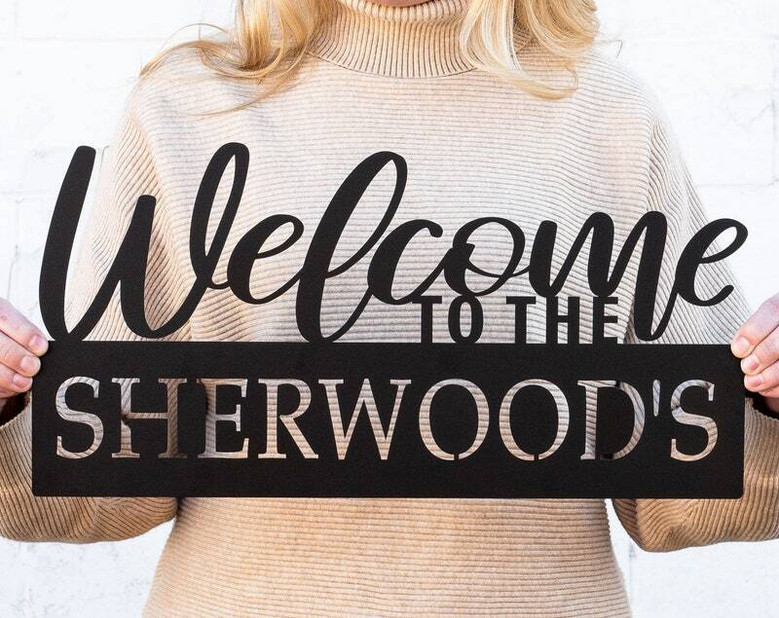 Personalized Welcome Family Sign Outdoor Metal For Housewarming Or Wedding Gift