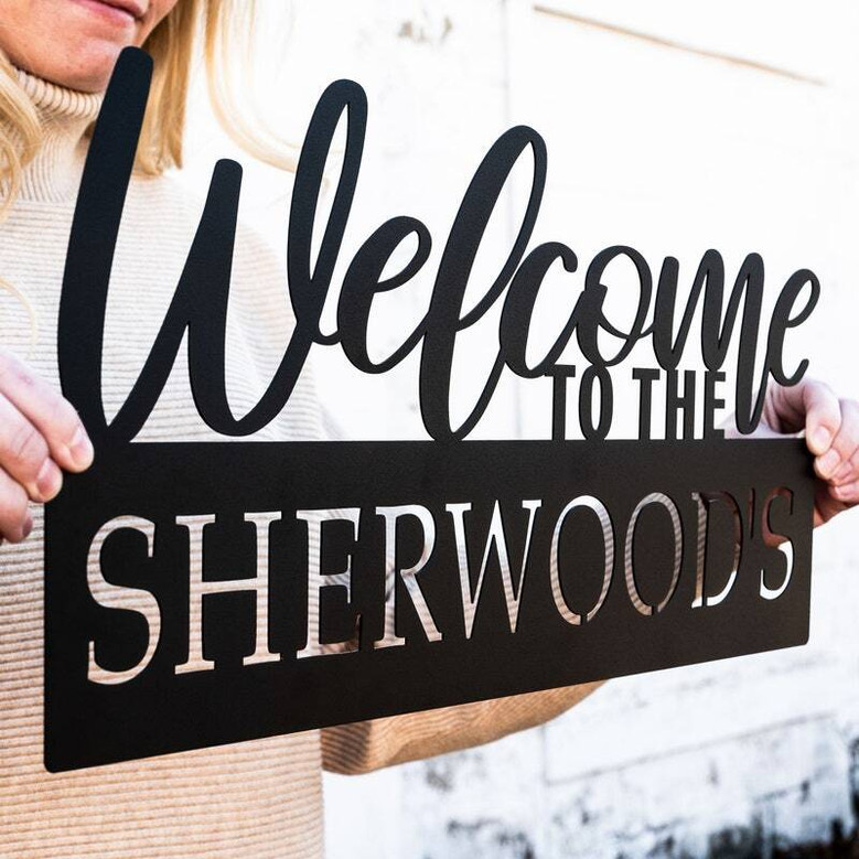 Personalized Welcome Family Sign Outdoor Metal For Housewarming Or Wedding Gift