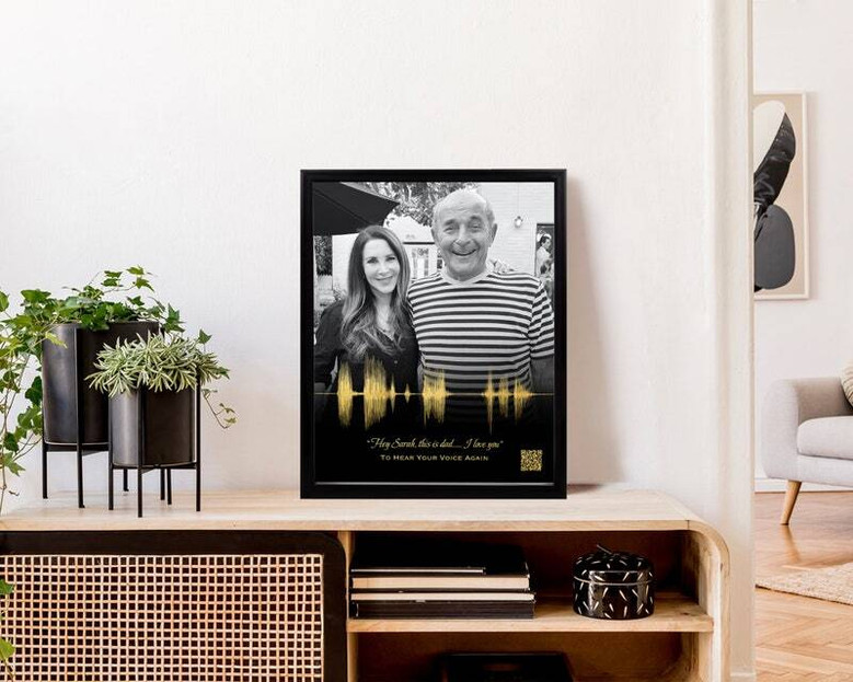 Personalized Sympathy Canvas With Voice Recording For Dad Memorial - Heartfelt Loss Of Father Gift