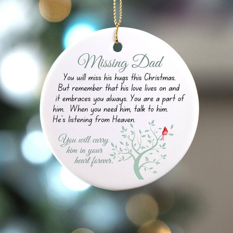 Sympathy Gifts For Loss Of Dad - Heartfelt Christmas Ornament Remembrance Memorial Tribute For Dad