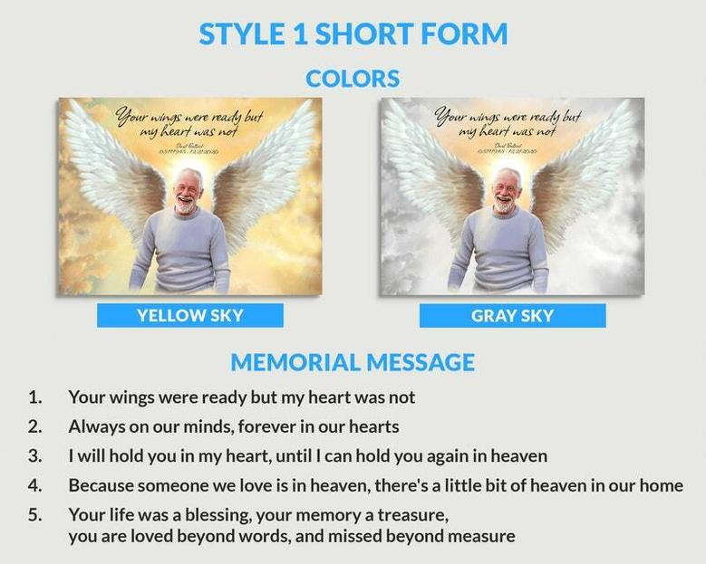 Sympathy Gifts Canvas In Memory Of Dad Guardian Angel Portrait