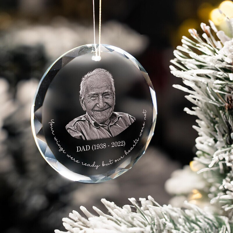 Engraved Photo Acrylic Ornament For Sympathy - Thoughtful Memorial Gift In Honor Of Dad's Passing