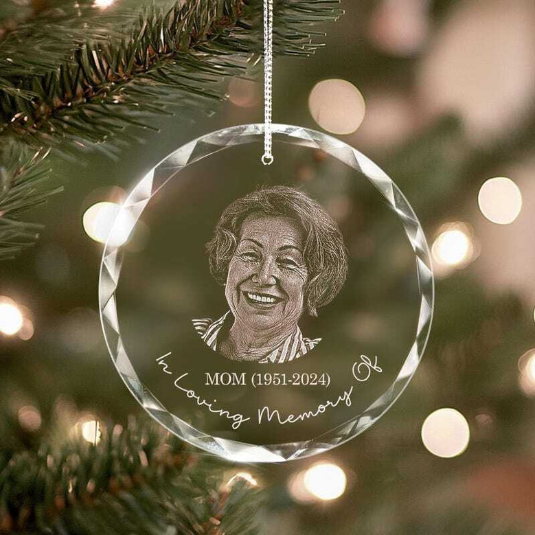 Engraved Photo Acrylic Ornament For Sympathy - Thoughtful Memorial Gift In Honor Of Dad's Passing