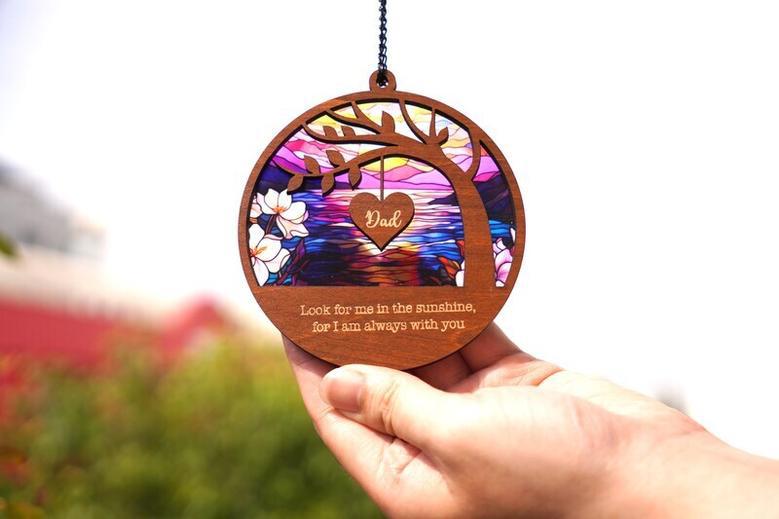 Touching Sympathy Suncatcher - Memorial Gift For Loss Of Dad, Remembering Father Heaven Keepsake