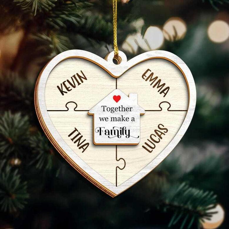 Personalized Wooden Ornament 'Together We Make A Family' – Custom Family Christmas Gift