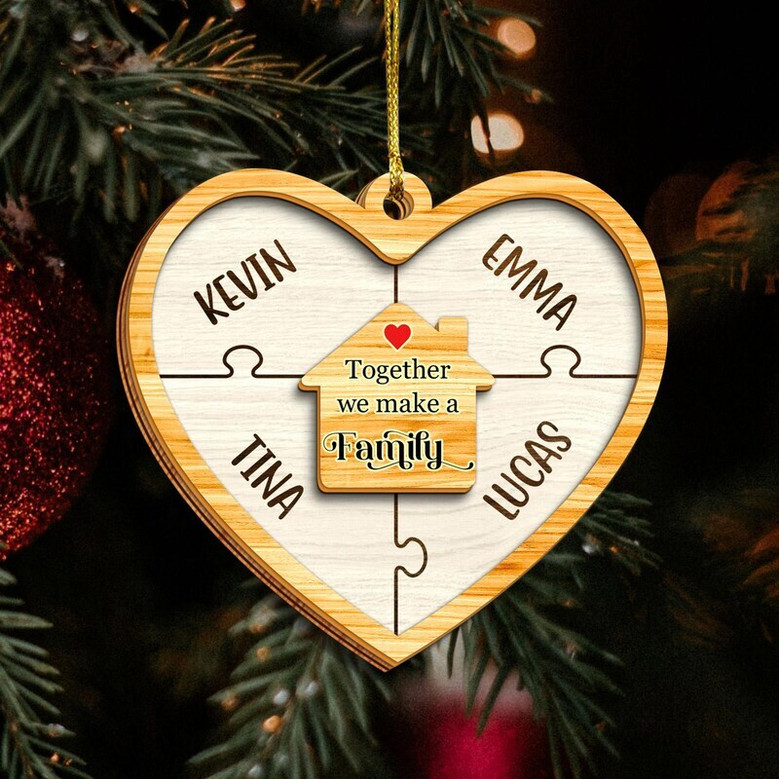 Personalized Wooden Ornament 'Together We Make A Family' – Custom Family Christmas Gift