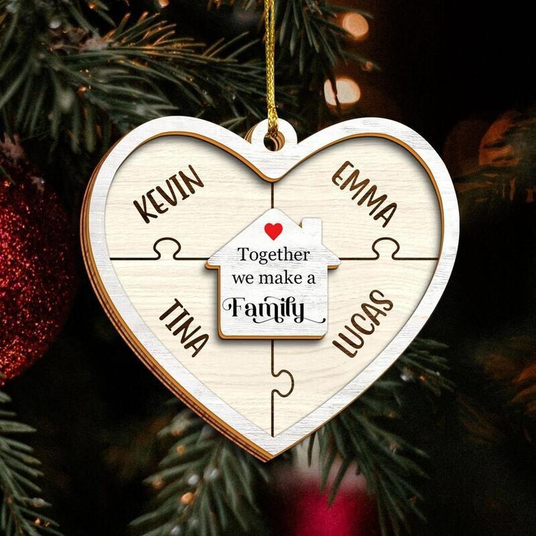 Personalized Wooden Ornament 'Together We Make A Family' – Custom Family Christmas Gift