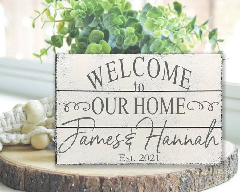 Welcome Family Sign Personalized Canvas For Wedding, Housewarming Or Anniversary Gift