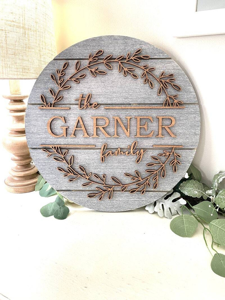 Personalized Rustic Welcome Family Sign - Farmhouse Style Shiplap Decor For Housewarming Gift