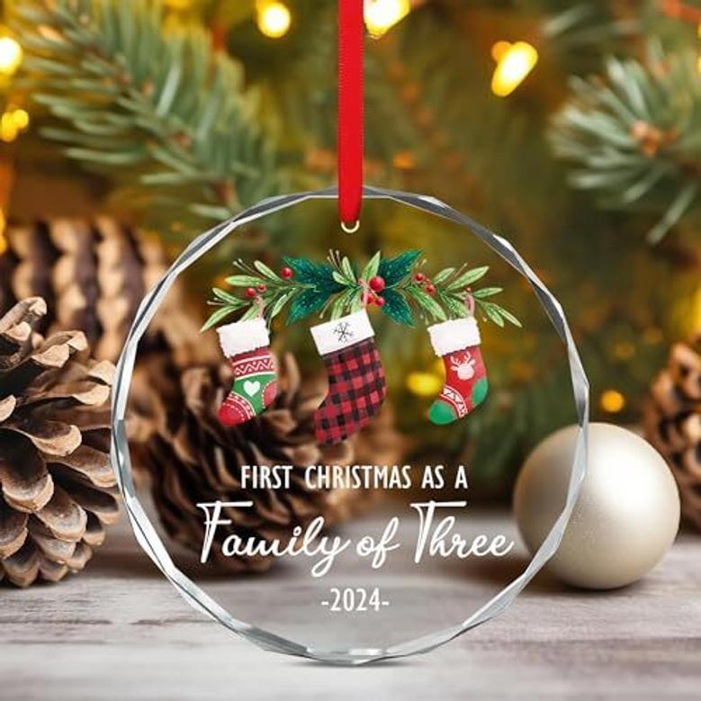 Personalized Baby's First Christmas 2024 Acrylic Ornament For New Parents Family Christmas Keepsake