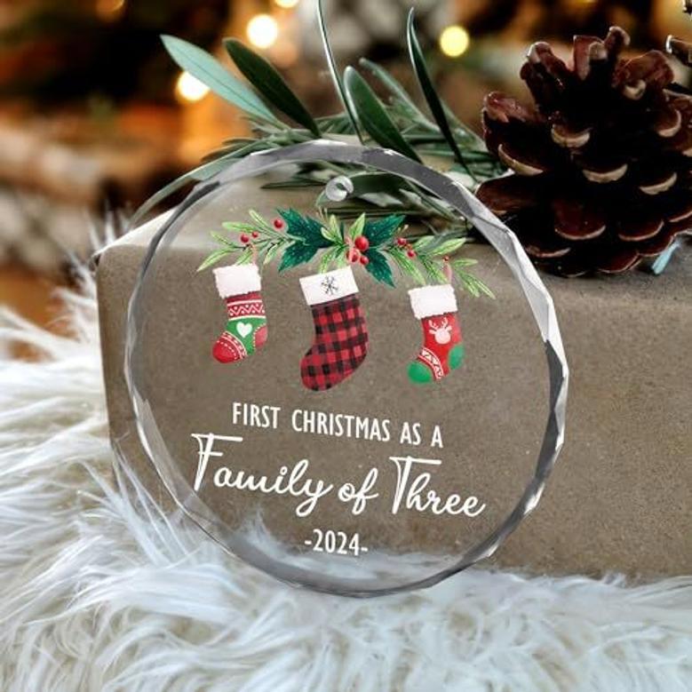 Personalized Baby's First Christmas 2024 Acrylic Ornament For New Parents Family Christmas Keepsake