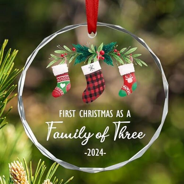 Personalized Baby's First Christmas 2024 Acrylic Ornament For New Parents Family Christmas Keepsake