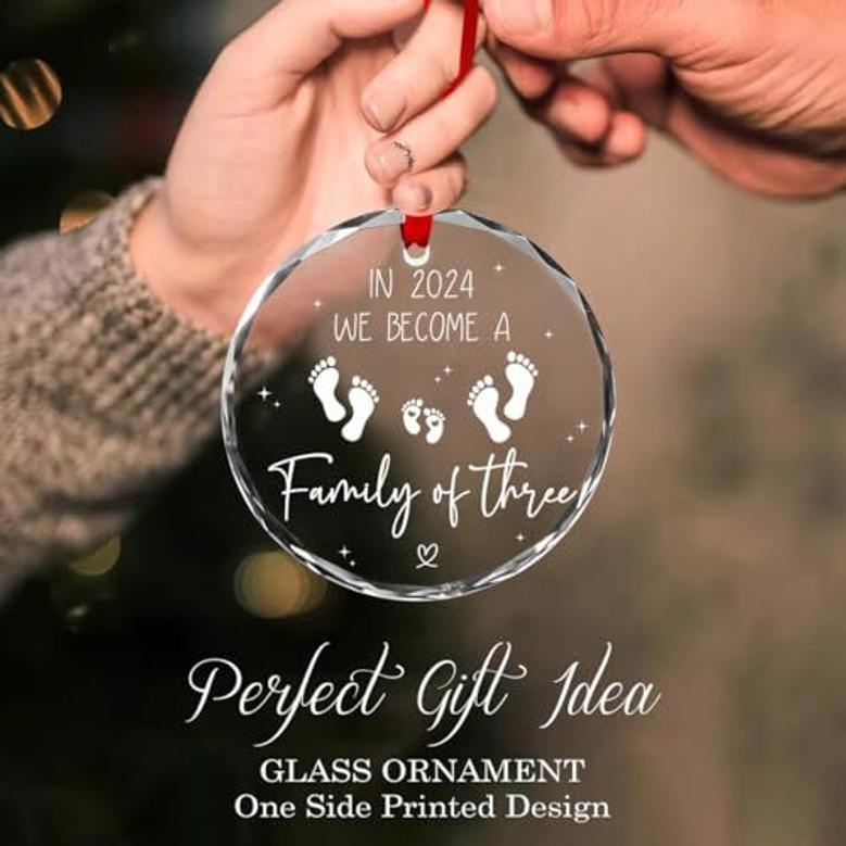 Heartfelt Family Of Three Acrylic Ornament For New Parents' First Christmas 2024 - Perfect Gift For New Moms And Dads