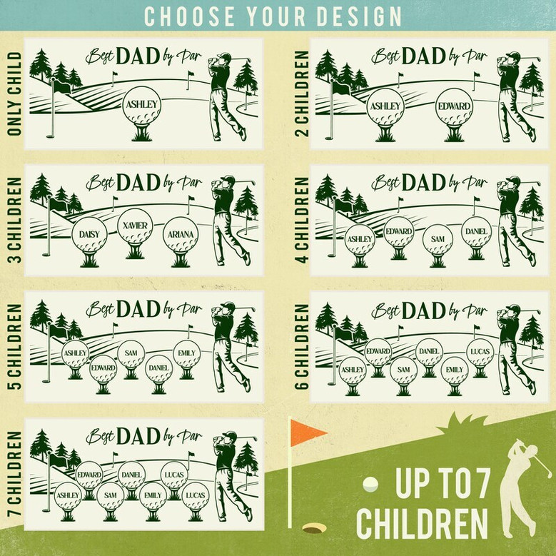 Best Dad By Par wooden golf sign, custom name, Christmas gift from daughter, laser-engraved natural wood wall decor