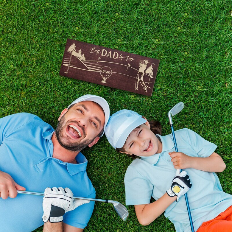 Best Dad By Par wooden golf sign, custom name, wall plaque, Christmas or birthday gift for golf-loving Dad from daughter