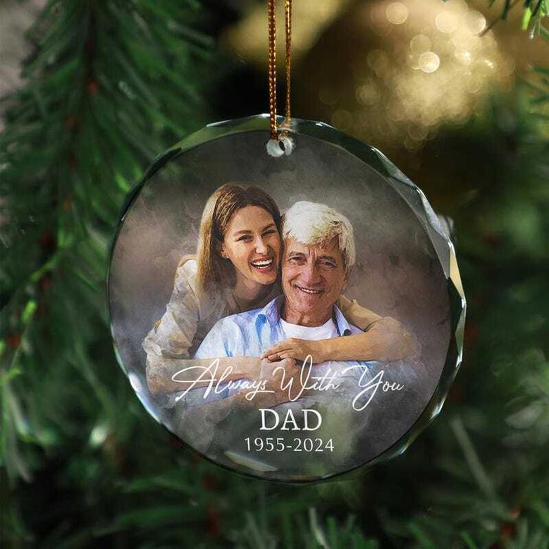 In Memory Of Dad Acrylic Ornament - Personalized Remembrance Gift With Custom Portrait For Christmas