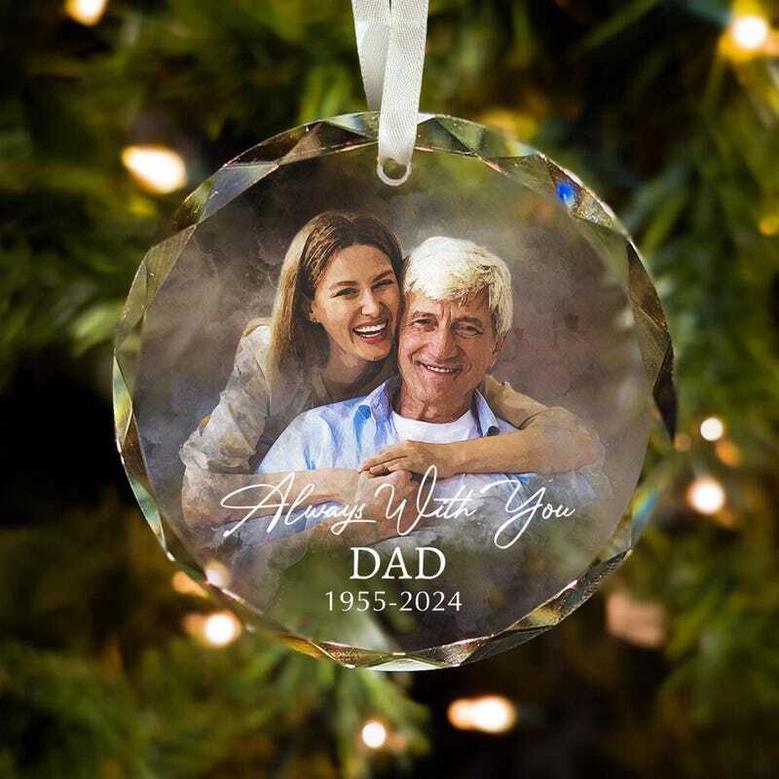 In Memory Of Dad Acrylic Ornament - Personalized Remembrance Gift With Custom Portrait For Christmas