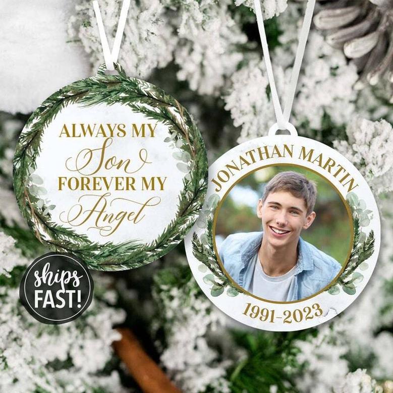 Heartfelt Mother Son Memorial Ornament Customizable