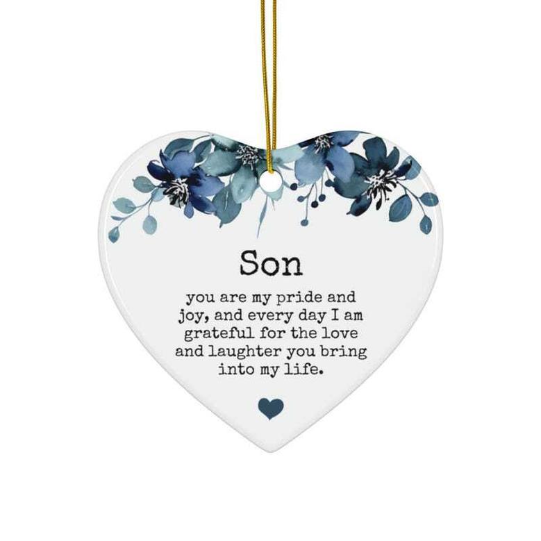 Heartfelt Mother Son Ceramic Ornament - Circle Or Heart Shaped Christmas Keepsake For Boys And Teens Gift