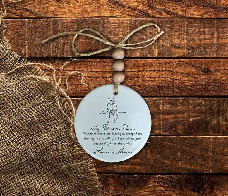 Heartfelt Mother Son Ornament - Personalized Christmas Gift For Son, Cherished Decor For Family Holiday