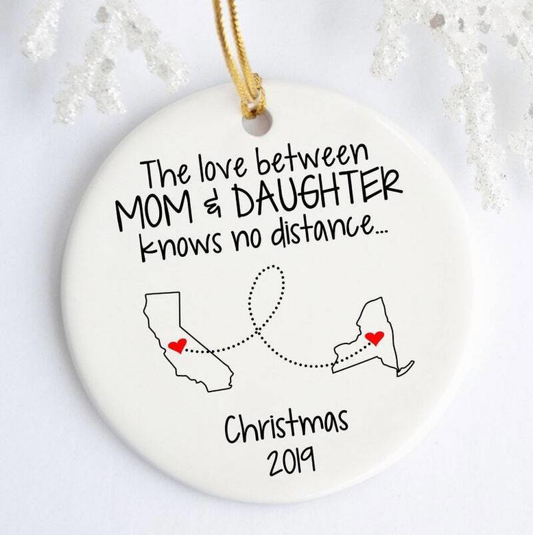 Heartfelt Mother Son Long Distance Ornament - Custom State Design, Thoughtful Going Away Gift From Son