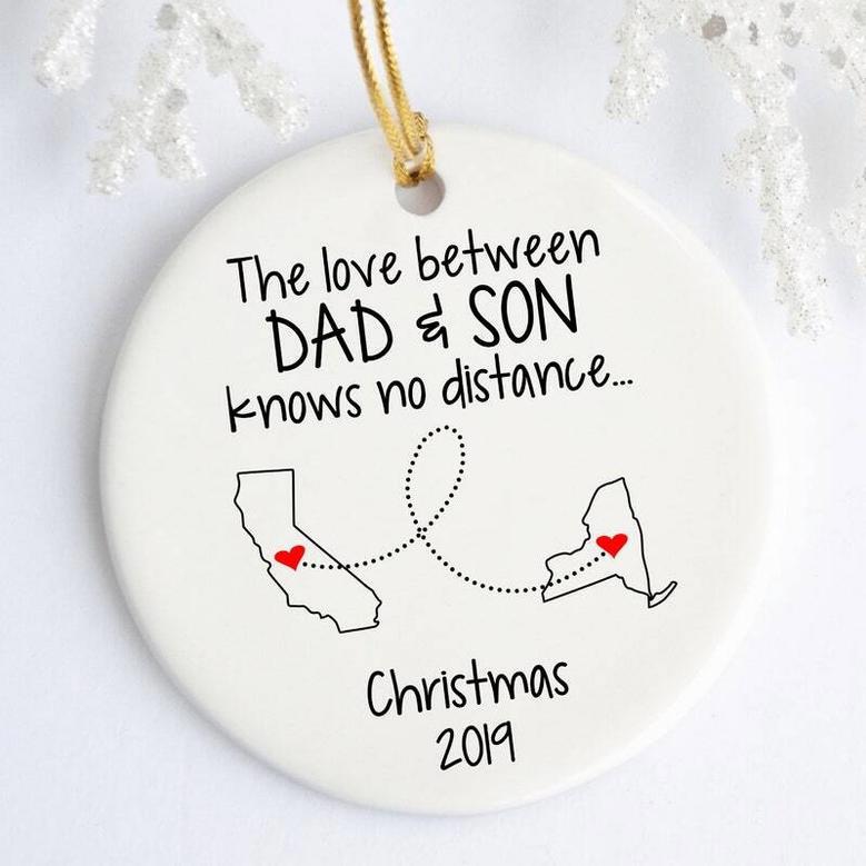 Heartfelt Mother Son Long Distance Ornament - Custom State Design, Thoughtful Going Away Gift From Son