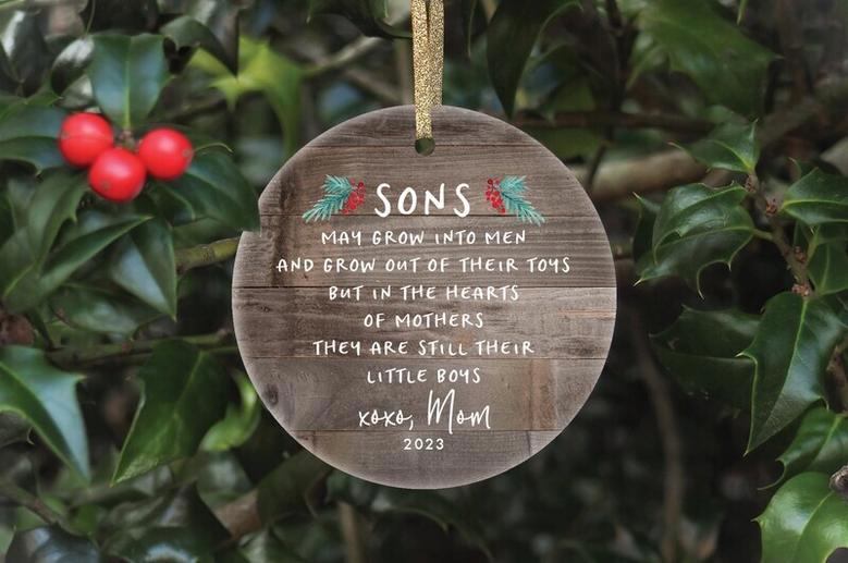 Thoughtful Mother Son Wooden Ornament - Unique Christmas Gift For Grown Adult Son