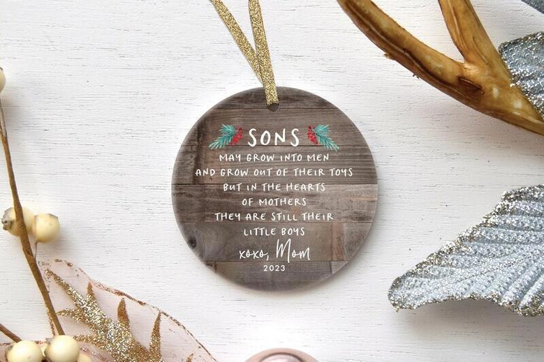 Thoughtful Mother Son Wooden Ornament - Unique Christmas Gift For Grown Adult Son