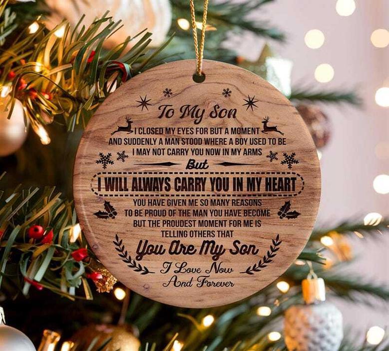 Thoughtful Mother Son Wooden Ornament For Baby's First Christmas 2024 Gift Idea