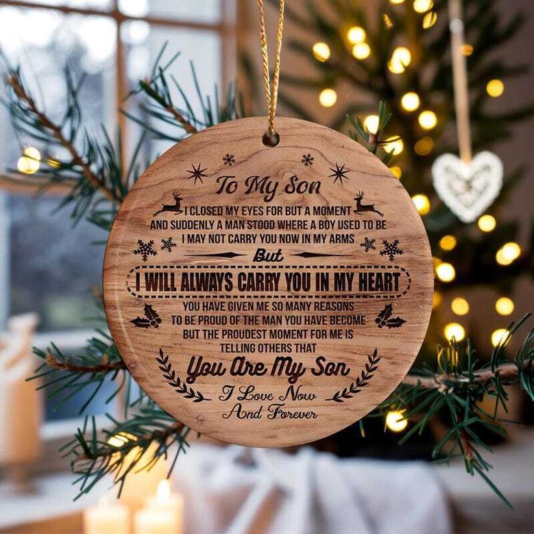 Thoughtful Mother Son Wooden Ornament For Baby's First Christmas 2024 Gift Idea